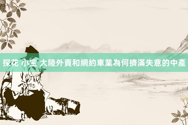 探花 小宝 大陸外賣和網約車業為何擠滿失意的中產