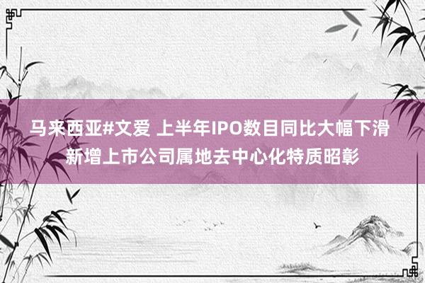 马来西亚#文爱 上半年IPO数目同比大幅下滑 新增上市公司属地去中心化特质昭彰